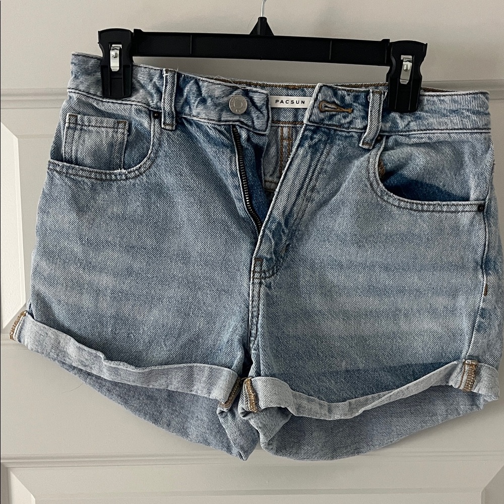 PacSun Washed Light Blue Roll Cuff Denim Shorts